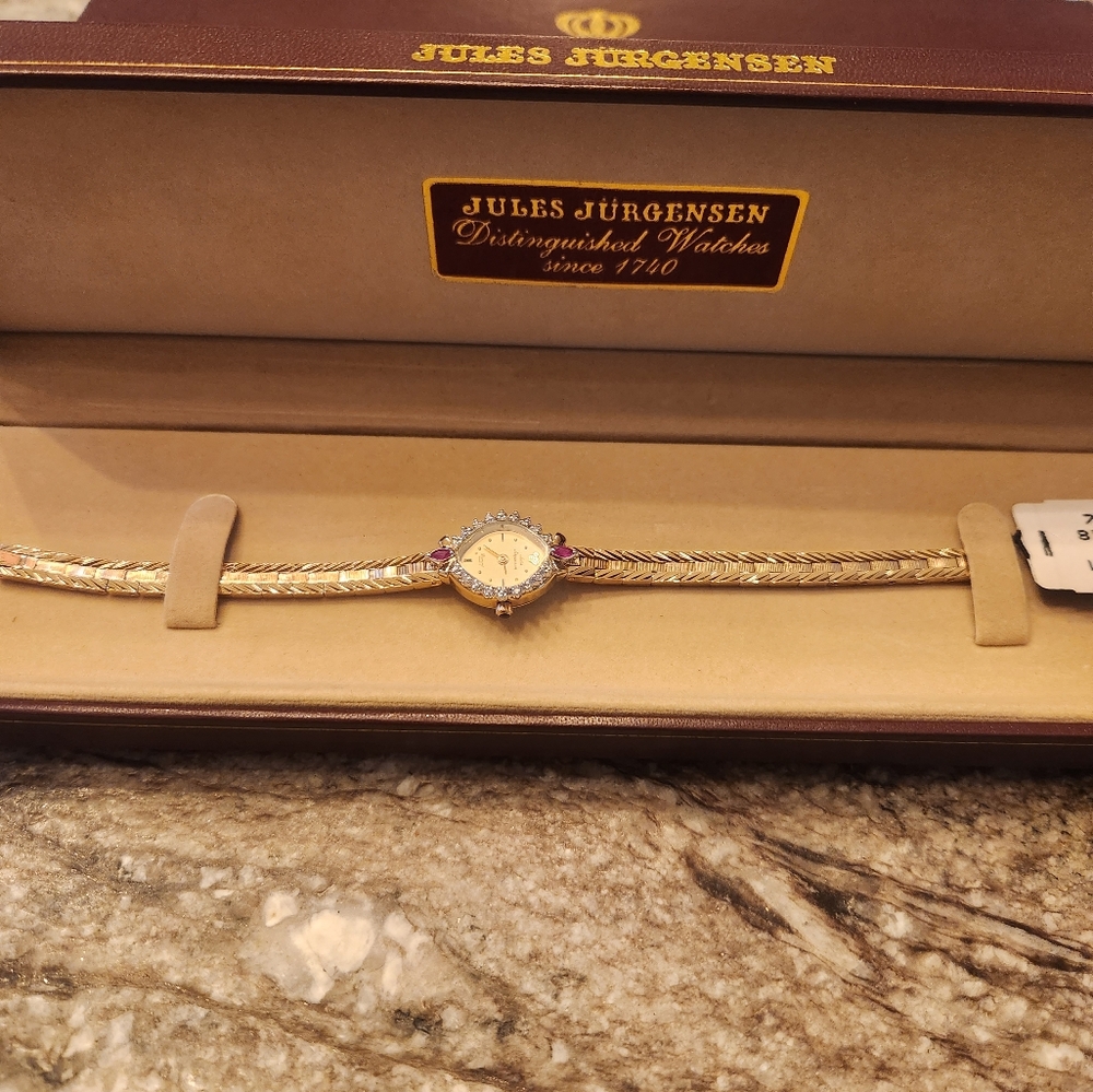 NWT RARE Jules Jurgensen Diamond Quartz Ladies Ruby & Diamond Watch - Picture 3 of 13